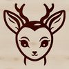 Simple Wildlife Illustration A simple line drawing of a deer's head with cute facial features.