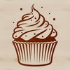 Whimsical Dessert Design A colorful, 2D illustration of a cupcake with frosting and sprinkles.