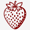 Vectorized Strawberry Graphic Design A vector graphic representation of a single strawberry fruit with a stem.