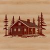 Cozy Cabin Illustration in Vector Graphics A simple wooden cabin illustration with a pitched roof and a small porch.