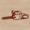 Chainsaw Graphic A detailed illustration of a chainsaw tool with a bold design.
