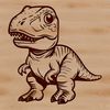 A small Tyrannosaurus Rex, often referred to as a baby T-Rex, standing on all fours in a prehistoric landscape.