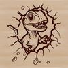 Baby Dinosaur Breakthrough A prehistoric baby dinosaur bursting through a wall in an animated vector illustration.