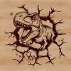 Dino Destroyer Illustration A prehistoric dinosaur, the Tyrannosaurus Rex, standing in front of a wall it is about to smash through.