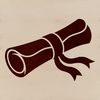 A minimalist vector illustration of a scroll with a diploma or certificate theme.