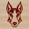 Vector graphic representation of a Doberman Pinscher breed dog's facial anatomy.