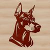 Beautiful Doberman Head Illustration SVG File A close-up illustration of a Doberman Pinscher's head, suitable for vector design and commercial or personal use.