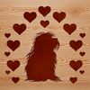 Close-up vector illustration of a smiling Havanese dog with love hearts surrounding its face.