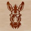 A vector illustration of a smiling donkey with fashionable shades on its face.