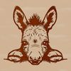 Donkey Head Silhouette Close-up illustration of a donkey's head, with its ears peeking out, suitable for vector design projects.