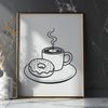 Donut on a Cup Background Illustrated donut on a white coffee cup background.