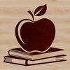 Apple Education Illustration An illustration of a textbook with the Apple logo, suitable for educational materials and design projects.