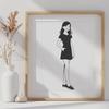A young girl illustration created as an editable vector design suitable for various digital applications.