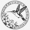 Floral Hummingbird Vector Design A detailed vector design of a hummingbird perched on a flower, suitable for various digital and crafting applications.