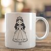 A young female character dressed in royal attire, ideal for use as clip art or vector design.