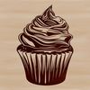 Single-Serving Cake Design Clipart A vector design depicting a single-serving cake decorated with colorful swirled icing.
