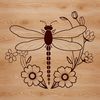 Waterborne Beauty A vector graphic image of a dragonfly in flight over water with lily pads.