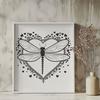 Dragonfly Clip Art with Heartfelt Touch A colorful dragonfly design with love hearts, suitable for cutting machines like Cricut or laser cutters.