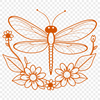 Vibrant Floral Wings Dragonfly Illustration of a dragonfly in mid-air with floral pattern wings.