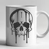 A gothic-inspired illustration of a dripping skull, suitable for Halloween-themed designs and craft projects.