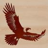 Flying Majestic Eagle Silhouette A illustration of a majestic bird in flight, with sharp wings spread wide.
