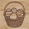 Easter Basket Delight SVG Illustration A stylized 3D Easter egg in a traditional basket setting.