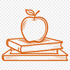 Colorful Apple Book Illustration A digital illustration of a book with an apple on its cover, designed for educational purposes.