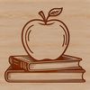 Beautiful Apple Book SVG for Education A digital illustration of an open book featuring the apple logo, suitable for educational purposes.