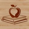 Teacher's Desk Icon in Modern Style Illustration of a teacher's desk with an open Apple Book, ideal for education-themed designs.
