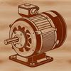 A detailed illustration of a motor with internal components, ideal for vector art and design projects.