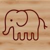 A simple line drawing of a standing elephant.
