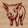 Beautiful Pig Illustration Design A standing pig in a farm setting, suitable for vector art and design.