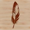A detailed illustration of a single feather with smooth curves and texture.