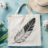 Clean Line Feather Illustration A single feather with intricate details and clean lines, suitable for digital designs and crafts.