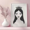 A young female princess character in a regal pose, suitable for vector art and digital designs.