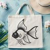 Colorful Aquatic Companion A colorful illustration of a domestic goldfish swimming in water.