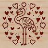 Stylized Flamingo with Heart Details A stylized illustration of a flamingo with heart symbols incorporated into its design.