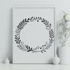 Circular Floral Wreath Pattern A floral design in the shape of a circular wreath, suitable for vector graphics projects.