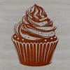 A colorful illustration of a single serving cake in the shape of a cupcake, suitable for digital use.