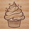 Delicious Treat Vector Icon A vector illustration of a single cupcake on a flat surface.