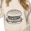 Beautiful Hamburger Design A simple illustration of a classic cheeseburger with a beef patty, lettuce, tomato, and cheese on a toasted bun.