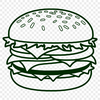 Tasty Burger Design Vector Illustrated vector design of a classic cheeseburger with toppings on a plate.