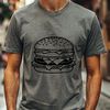 SVG Hamburger Vector Graphic Vector illustration of a hamburger with a round bun and patty, perfect for graphic design and DIY projects.