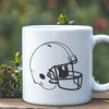 A digital illustration of a football helmet and ball, a popular icon in the sport of American football.