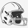 SVG illustration of an American football with a protective helmet and laces
