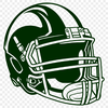 A vector illustration of a football helmet and ball in the style of American football.