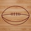 An illustration of a standard American football with laces.