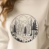 A vector illustration of a forest with trees and foliage.