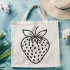 Single Strawberry Graphic Art A digital illustration of a single strawberry with green leaves.