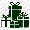 A minimalist SVG graphic of a present wrapped in a bow, suitable for various designs and projects.